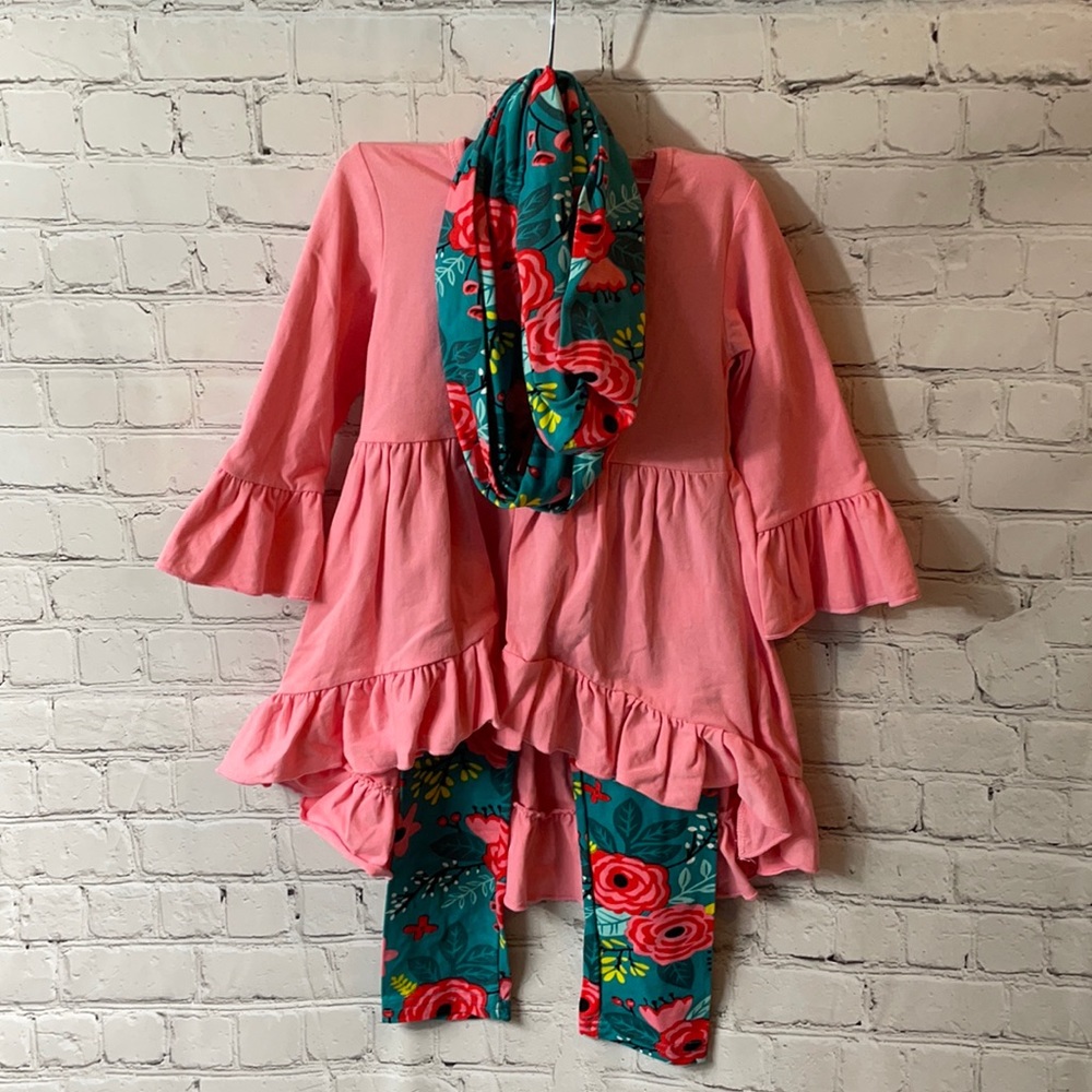 High low tunic and leggings set 3 piece